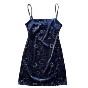 UO Black Satin Celestial Mini Dress Size S